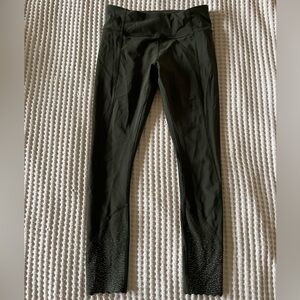 Green High-Waisted Lululemon Leggings with scallop detail